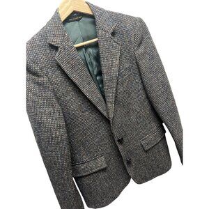 Harris Tweed Vintage 90's Gray Wool Houndstooth Tailored Blazer